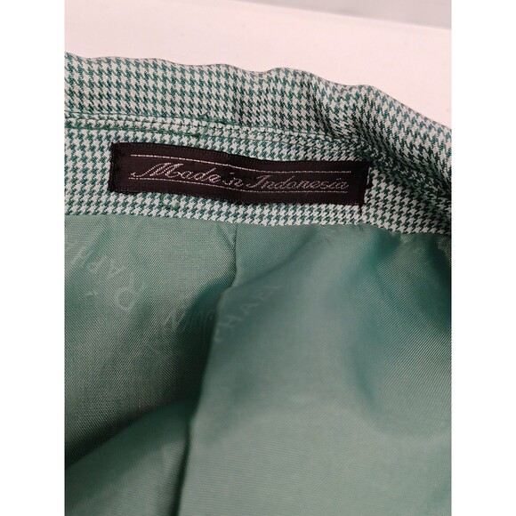 John Raphael Platinum Blazer Mens Green Houndstooth Sport Coat Sz 46R - Picture 6 of 9
